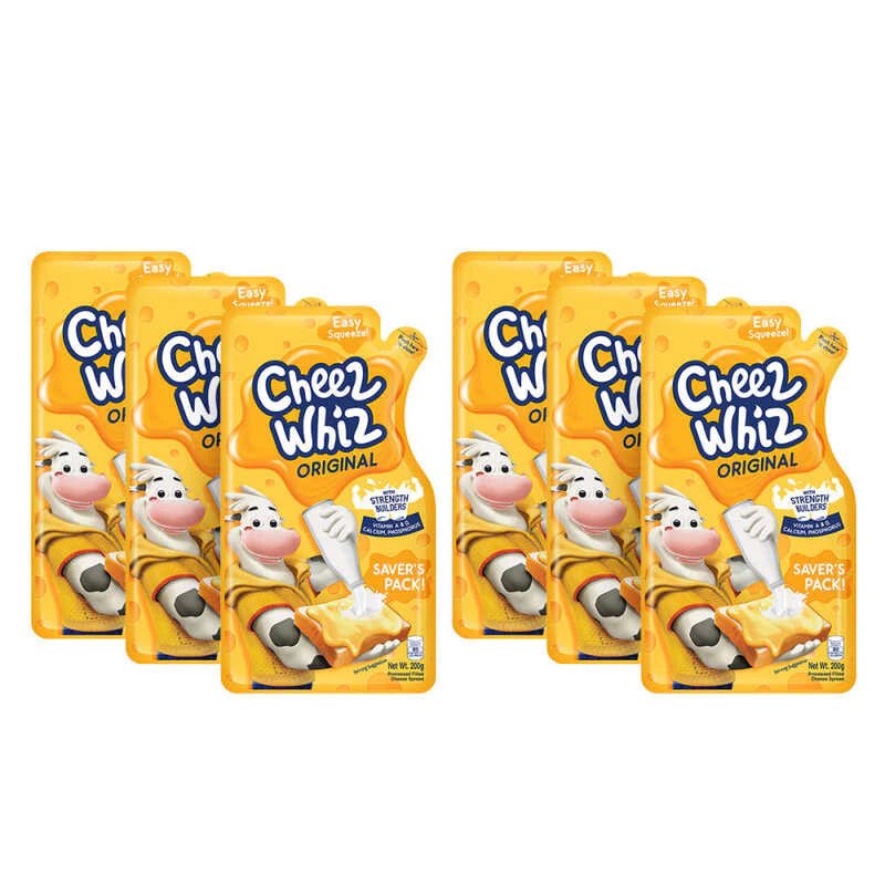 Multiple packages of Cheez Whiz Original on a white background