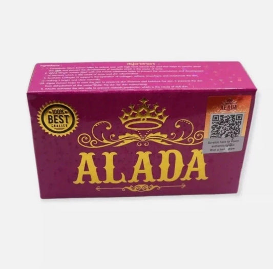 Purple box with Alada Gold text and branding on a white background
