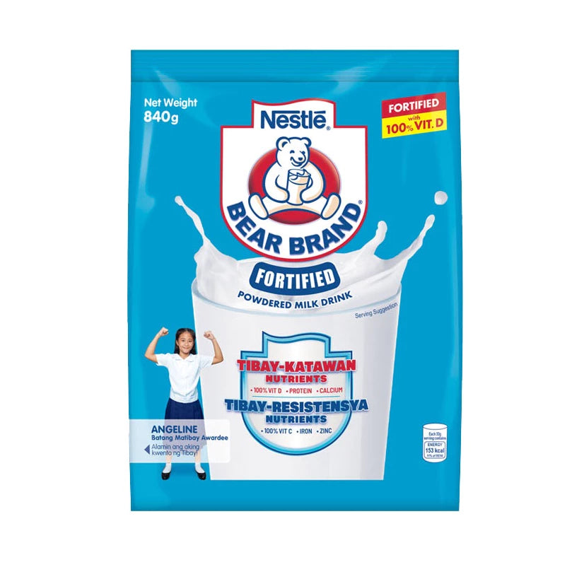 Bear Brand Fortified Powdered Milk Drink 840g Tipid Pack pouch showing Tibay-Resistance nutrients.